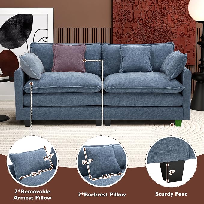 Ihanherry Cloud Sofa 77 Inch Loveseat, Modern Sectional Couch, 2-Seats Sofa - Image 6
