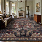 8x10 Area Rugs, Vintage Retro Soft Washable Rug, Non-Slip Low Pile Rugs by Yarooge
