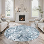 Soalmost Abstract 6x6 Round Rug 6ft Circle Living Room Rugs, Low Pile Stain by Soalmost