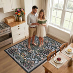PLHXFR Area Rug Living Room: 3x5 Floral Washable Boho Carpet Dark Black | - Image 3