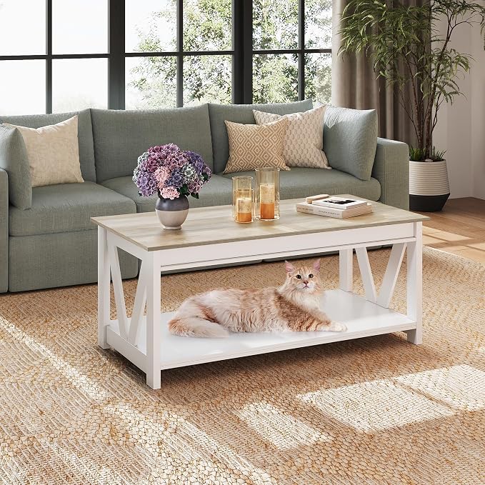 WLIVE Coffee Table, Wood Center Table - Image 2
