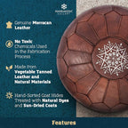 Marrakesh Gallery Genuine Leather Round Pouf Unstuffed - Image 4