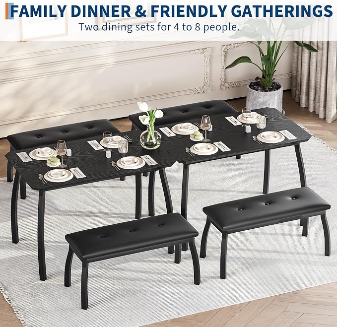 Dining Table for 4, 3-Piece Kitchen Table Set for 4 - Image 7