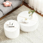 SSLine Round Drum Coffee Table Set of 2 Modern Sintered Stone Top Nesting - Image 3