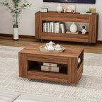 39" Wood Coffee Table for Living Room, Sides Storage - Image 5