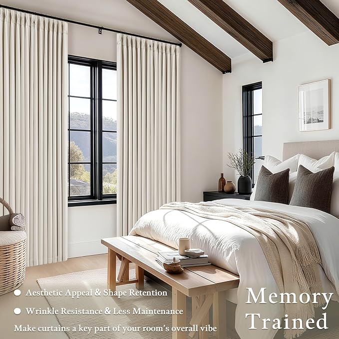 92 Inch Long Pinch Pleated Blackout Curtains Natural - Image 5