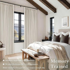 Pleated Cream Ivory 86 Inch Blackout Linen Curtains - Image 4