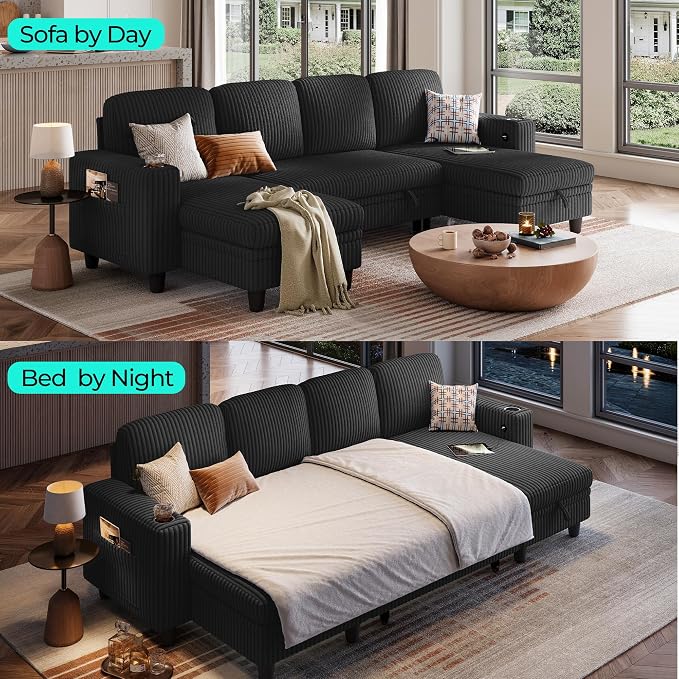 LINSY HOME Sectional Sleeper Sofa Pull Out Couches - Image 3