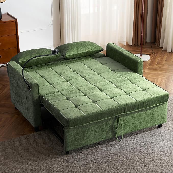 3 in 1 Convertible Sleeper Sofa Bed, 56.9" Small Pull Out Couch Bed - Image 4