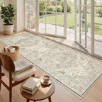 Madane Hallway Runner 3x8, Kitchen Rugs Washable Entry Rug, Ivory/Brown | - Image 5