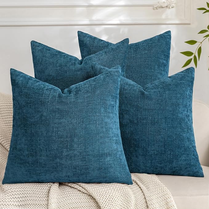 Set of 4 Soft Textured Decorative Throw Pillow Covers 22x22 Inch Cozy Farmhouse by Cozoomy