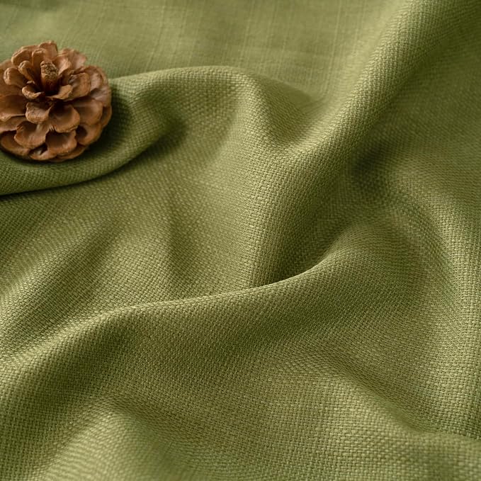 60 Inch Wide Linen Curtains for Living Room 2 Panels, Moss Green | Light - Image 3