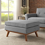 Modway Engage Mid-Century Modern Upholstered Fabric Ottoman in Expectation Gray - Image 2