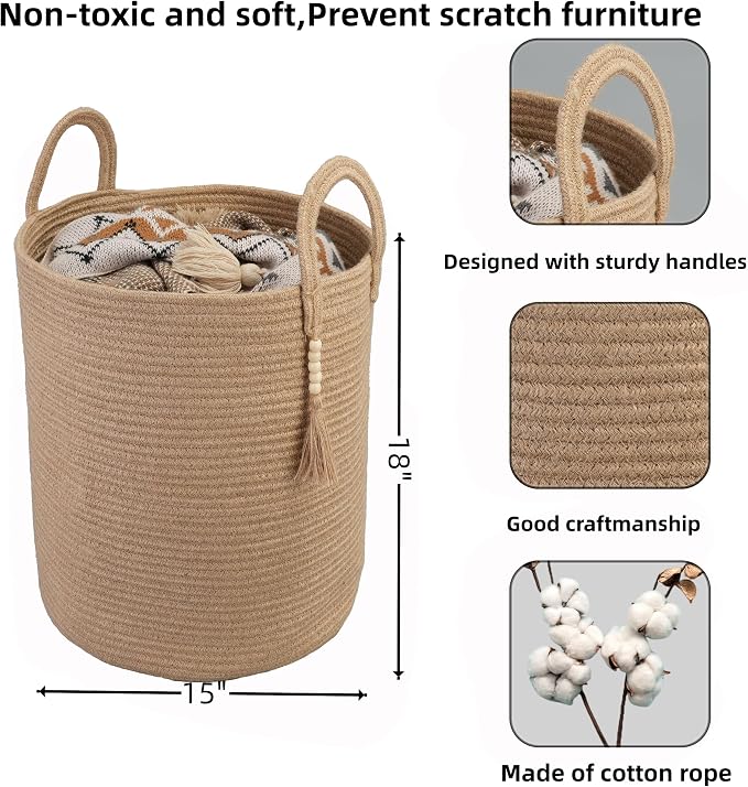 XUANGUO Rope Laundry Basket Laundry Hamper - Image 2