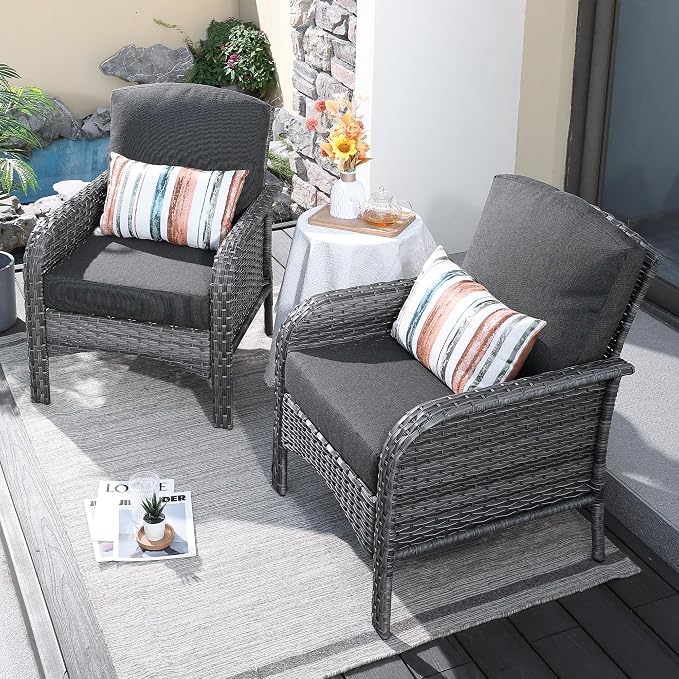 ovios 2-Piece Patio Furniture Set, Outdoor Wicker Sofa by OVIOS