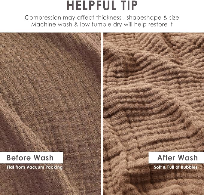 EMME Muslin Blankets for Adults Brown Small Blanket 40" x 50" | Throw Blanket - Image 6