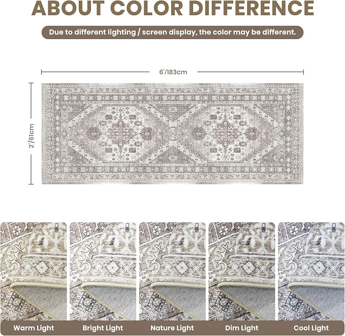 2x6 Runner Rug Non Slip, Washable Hallway Runner Rug, Nursery Room, Soft Runner - Image 2