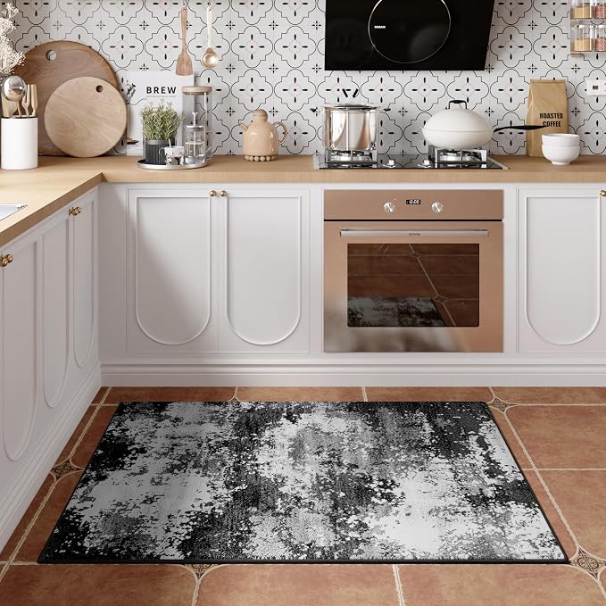 Black Entryway Rug 2x3 Washable Door Mat Indoor Entrance 24x36 | Small Throw - Image 2