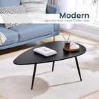 SAYGOER Black Small Coffee Table Modern Oval Coffee Tables Retro Center Table - Image 9