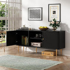 ARTPOWER 55” Fluted TV Stand, Mid Century Modern Black TV Stand - Image 5
