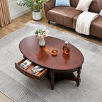 PADMA HOUSE Solid Wood Oval Coffee Table - Image 3