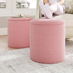 Cmishe Ottoman Poufs with Storage, Soft Upholstered Vanity Stool - Image 8