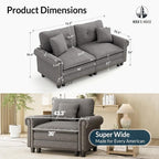HERA'S HOUSE 73.2" Mid-Century Modern Loveseat, Oversized Sectional Couch - Image 2