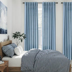Blue Curtains 80 Inches Length for Living Room Back Tab Rod Pocket Semi Sheer - Image 7