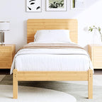 BOSRII 14in High Solid Bamboo Wood Platform Twin XL Bed Frame by FORYOURBETTERSLEEP