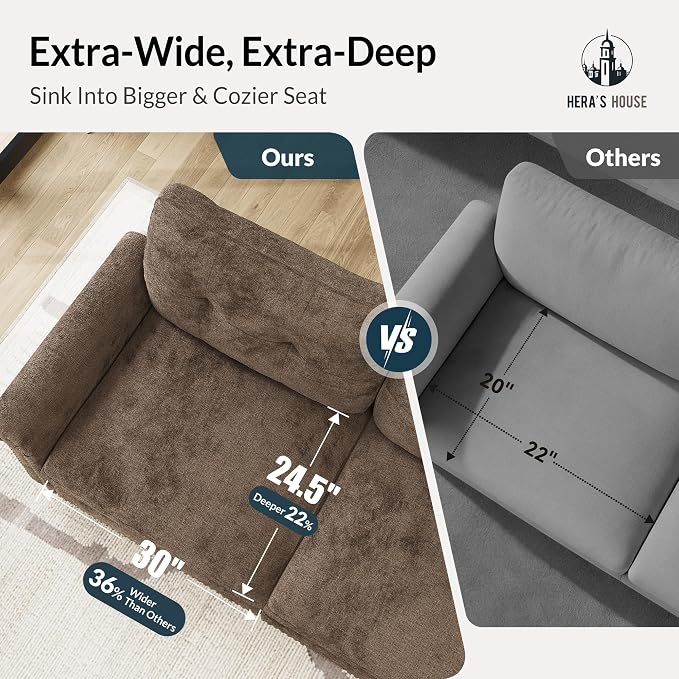 HERA'S HOUSE 116.11" Mid-Century Modern Couch, Oversized Sectional Couch - Image 4