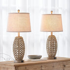 27” Natural Rattan Table Lamps Set of 2, Touch Switch, 3-Way Dimmable Bedside - Image 4