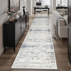 Soalmost Runner Rug 2x12 Washable Hallway Kitchen Runners Blue/Ivory | Non-Slip - Image 3