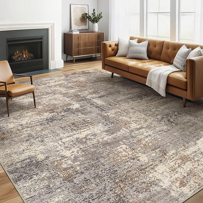 LOONGRUG 5x8 Area Rug Washable Neutral Modern Living Room Rugs Brown Black | by LOONGRUG