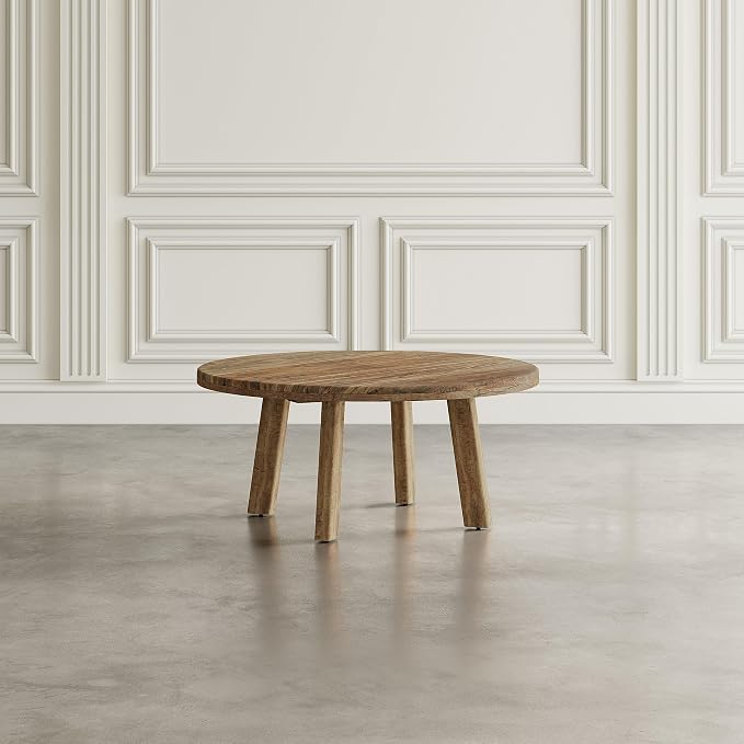 Jofran Reclamation 36" Round Rustic Reclaimed Solid Wood Coffee Table - Image 6