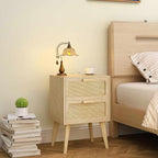 YAUKOMEL Rattan Nightstand, Wood End Table, Side Table - Image 7