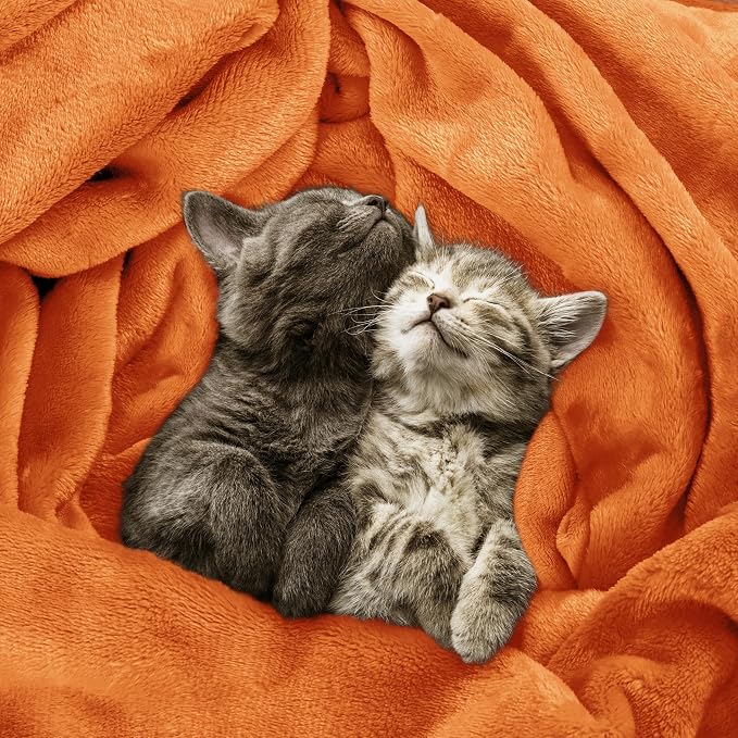 Utopia Bedding Soft Fleece Bed Blanket Throw Size Burnt Orange | Microfiber - Image 5