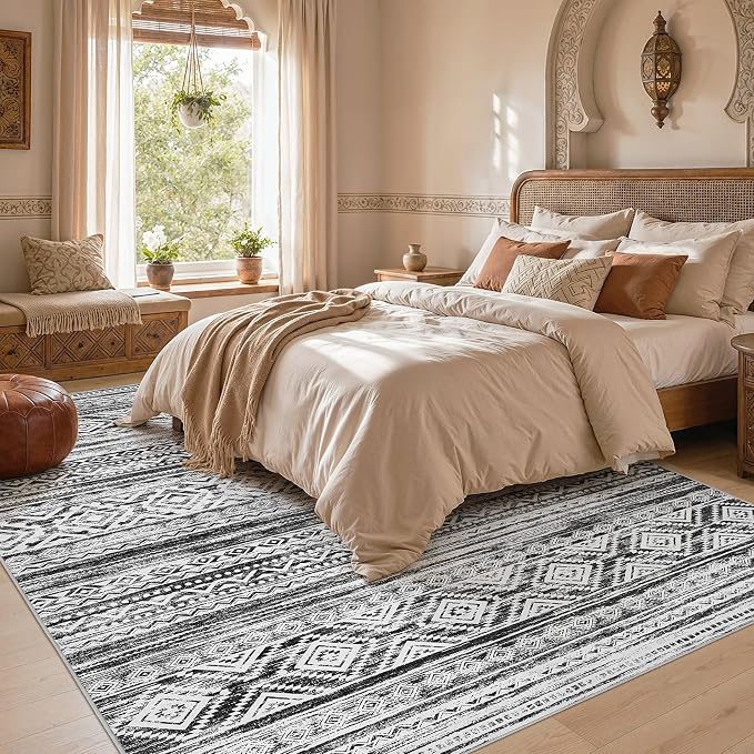 cotiled 6x9 Area Rugs for Living Room: Boho Washable Rug for Dining Room | - Image 6