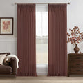 Pinch Pleat Linen Textured Reddish Brown Semi Sheer Curtains 120 Inch Long | by Twodrapes