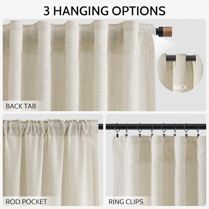 Vanilla Linen Curtains 96 Inches Long - Image 2
