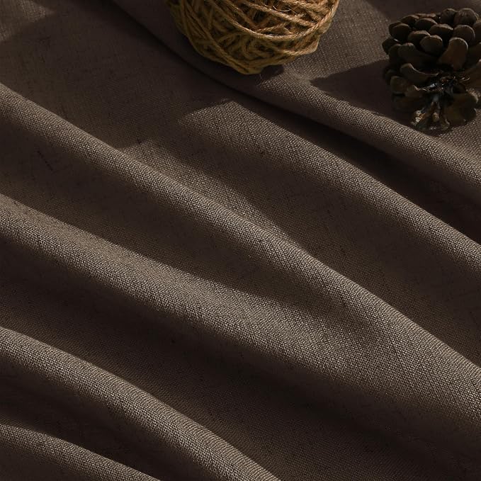 Chocolate Linen Curtains 90 Inch Long 2 Panels Set - Image 5
