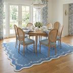 GarveeHome 5x7 Scalloped Area Rug Blue Washable Bedroom Living Room Rug | Soft - Image 4