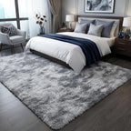Area Rugs for Living Room Bedroom, 5x8 Fluffy Tie-Dyed Light Grey Shag Rug | - Image 6