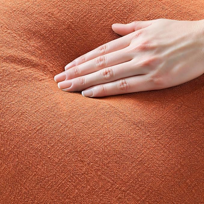 MIULEE Linen Decorative Fall Euro Throw Pillow Covers Burnt Orange 24x24 | Set - Image 2