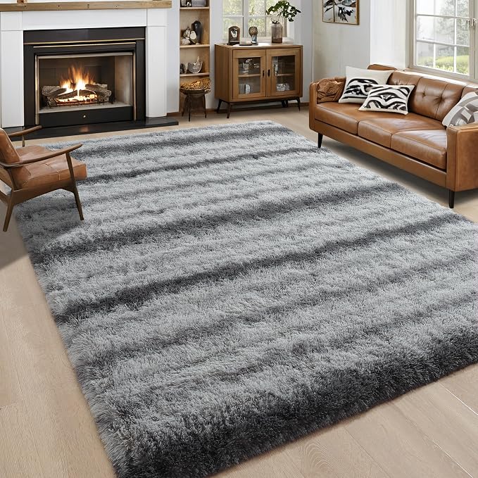 5x7 Grey Fluffy Soft Area Rug Non-Slip by ModernHomeDecor