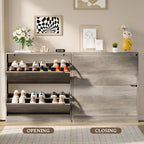BORNOON Shoe Cabinet with 2 Flip Drawers, Slim Narrow Shoe Storage Cabinet - Image 5