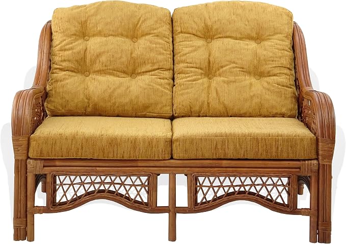 Malibu Lounge Loveseat Sofa Natural Rattan Wicker Handmade Design - Image 3