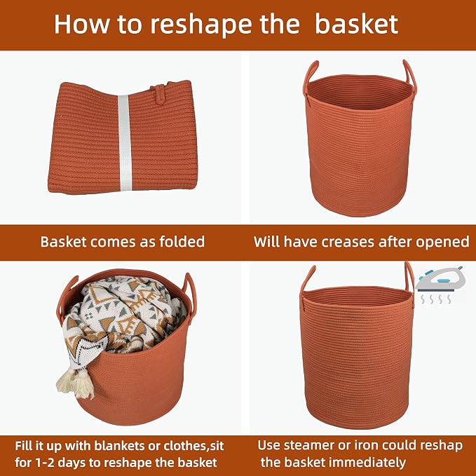 XUANGUO Cotton Rope Laundry Basket Hamper - Image 6