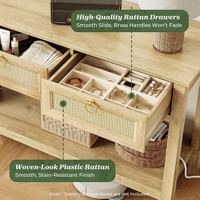 SUPERJARE Rattan Console Sofa Table - Image 6