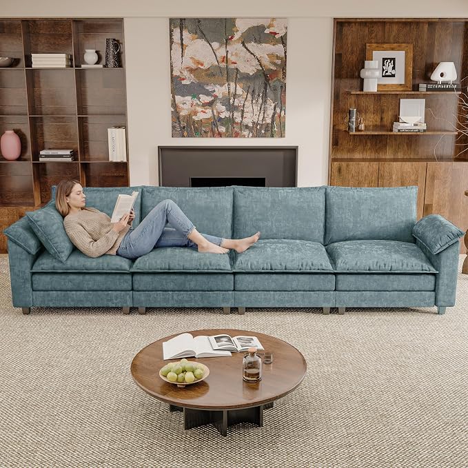 JUMMICO 159" Modular Sectional Chenille Couches Linear Sofa - Image 6