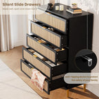 GarveeHome Rattan 5 Drawer Dressers - Image 5